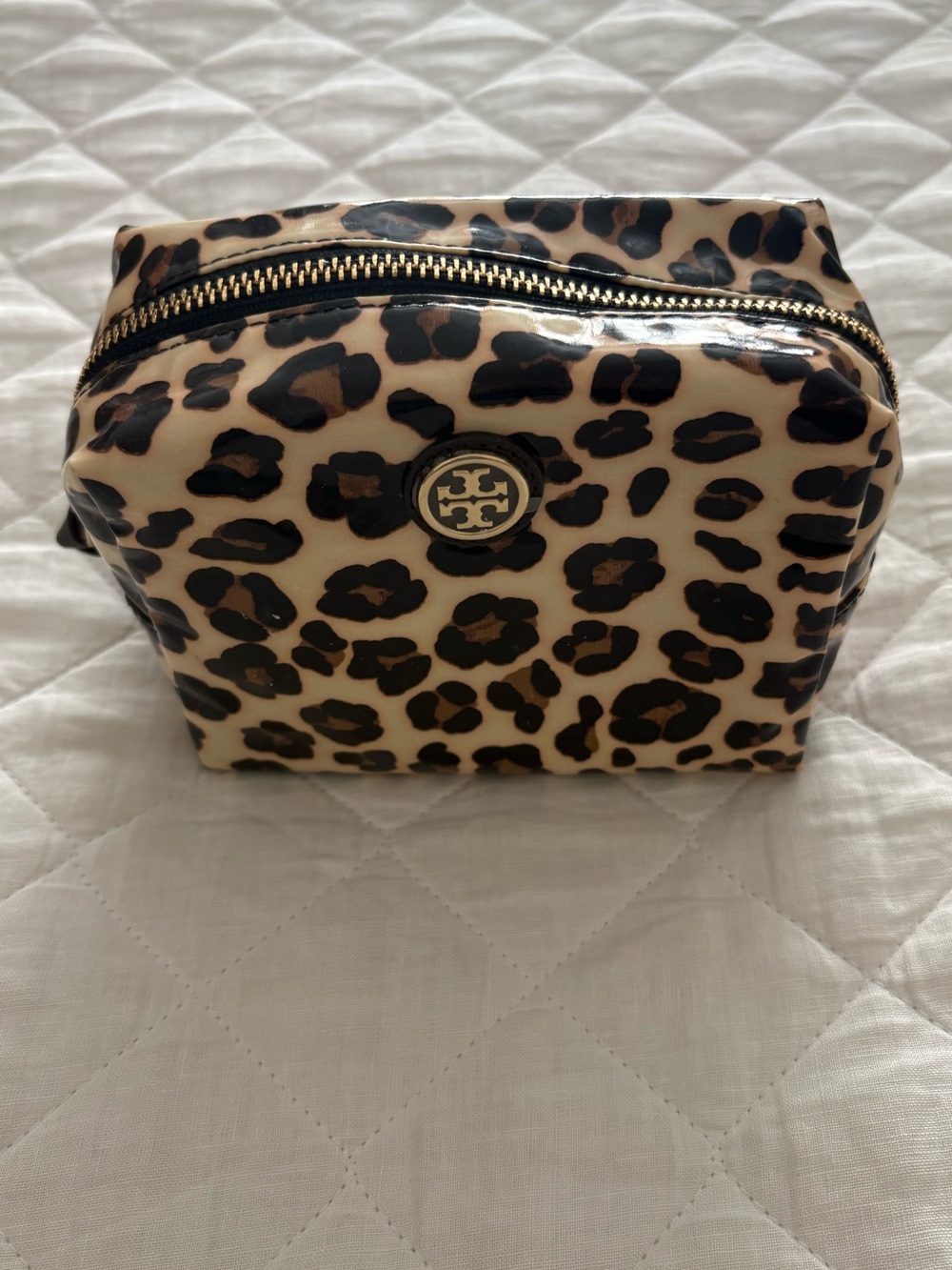 Tory Burch Leopard Print Cosmetic Pouch - Tan & Black
